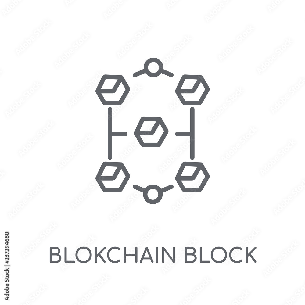 Poster blokchain block linear icon. modern outline blokchain block logo concept on white background from cr