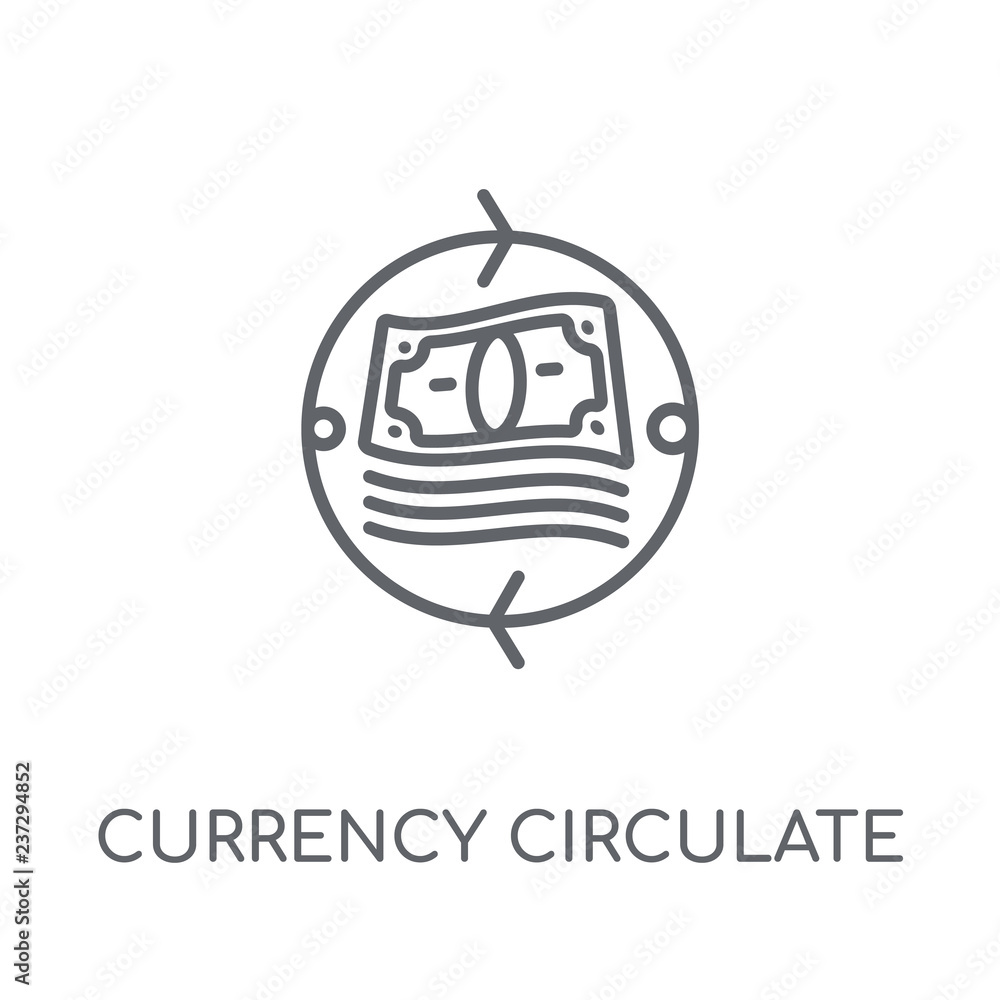 Poster currency circulate linear icon. modern outline currency circulate logo concept on white background f