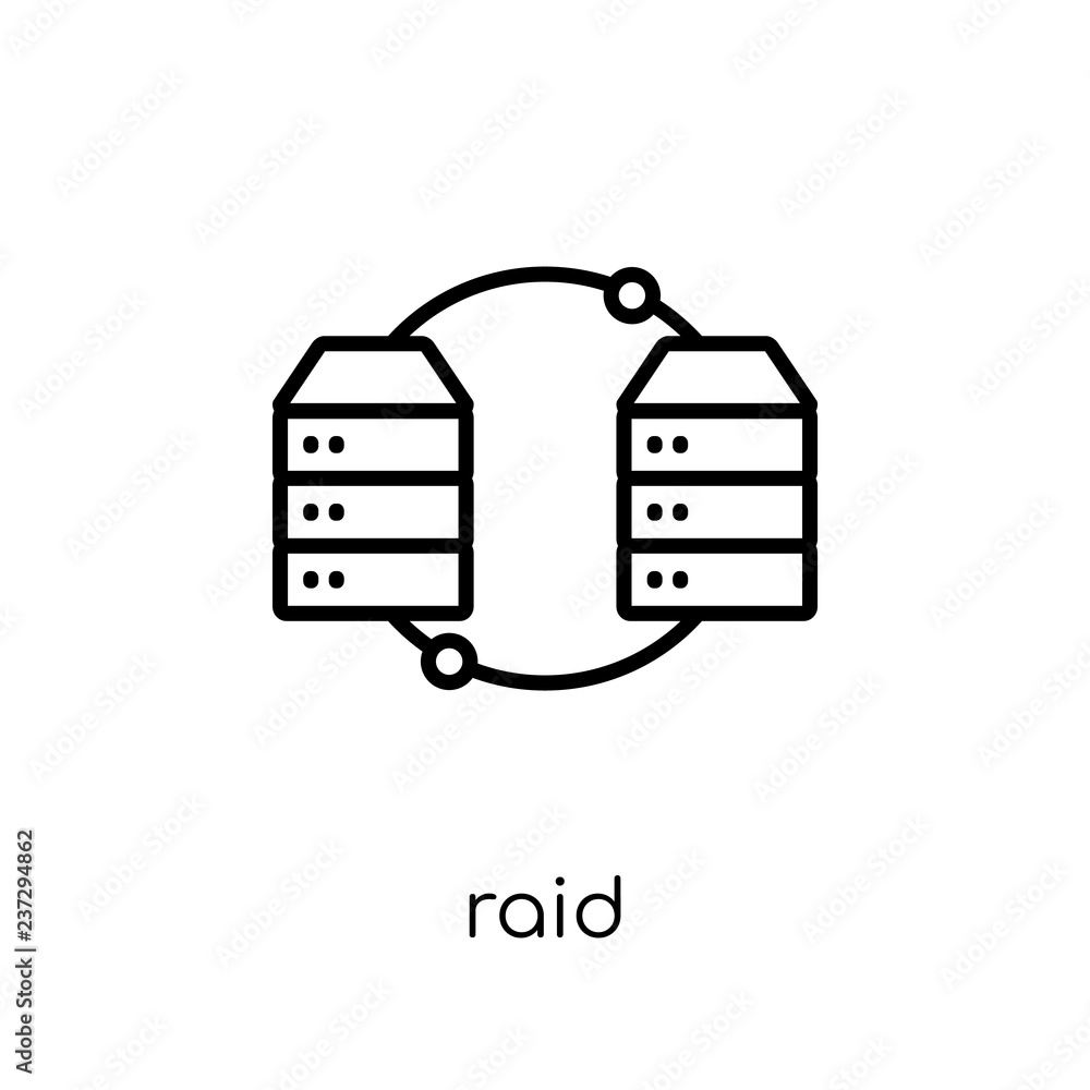 Poster raid icon. trendy modern flat linear vector raid icon on white background from thin line web hosting