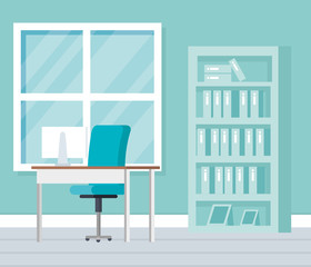 workplace office scene icon