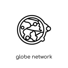 Globe network icon. Trendy modern flat linear vector Globe network icon on white background from thin line web hosting collection