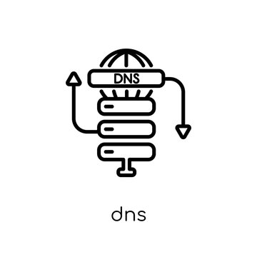 Dns icon. Trendy modern flat linear vector Dns icon on white background from thin line web hosting collection