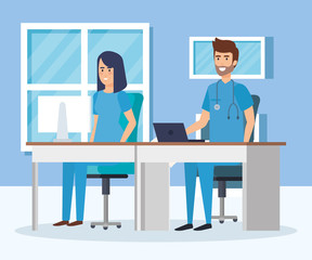 general practitioners in consulting room