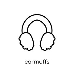 earmuffs icon. Trendy modern flat linear vector earmuffs icon on white background from thin line Winter collection, outline vector illustration
