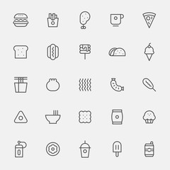simple food line icon set. flat design vector graphic style.