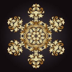Mandala snowflake gold, tribal vintage background with a medallion.