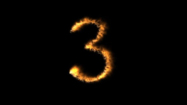 Animated Numbers Written With Fire - Three - 3