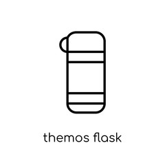 themos flask icon. Trendy modern flat linear vector themos flask icon on white background from thin line Winter collection, outline vector illustration