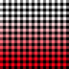 Ombre Red Buffalo Check Plaid Vector Pattern Tile. Christmas Background. Gradient Fade Texture Dip Dye Style. Horizontally Seamlessly Repeating Tile Swatch Included. © Artefficient