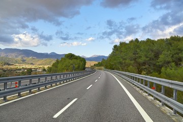 Highway with approaching tunnel
