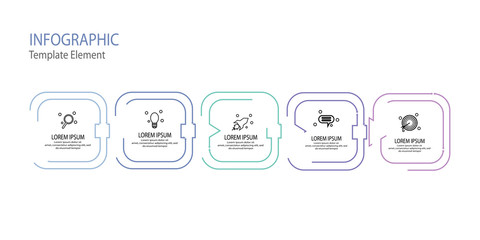 thin line square arrow infographic template element