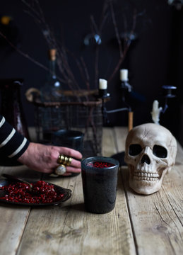 Halloween blood cocktails. Cocktails with a red bloody halloween theme.