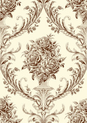 Damask Seamless Pattern :Roses