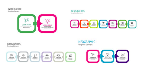 thin line square arrow infographic template element