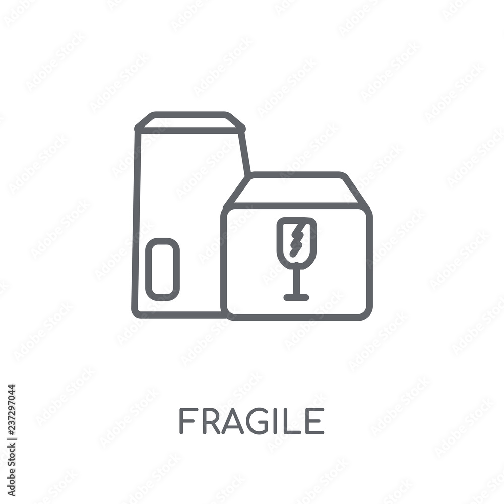 Poster fragile linear icon. modern outline fragile logo concept on white background from delivery and logis