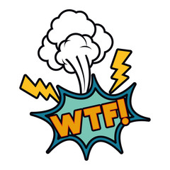 wtf comic words in speech bubble isolated icon