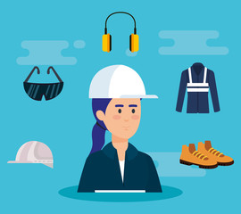 female mechanic worker with equipment