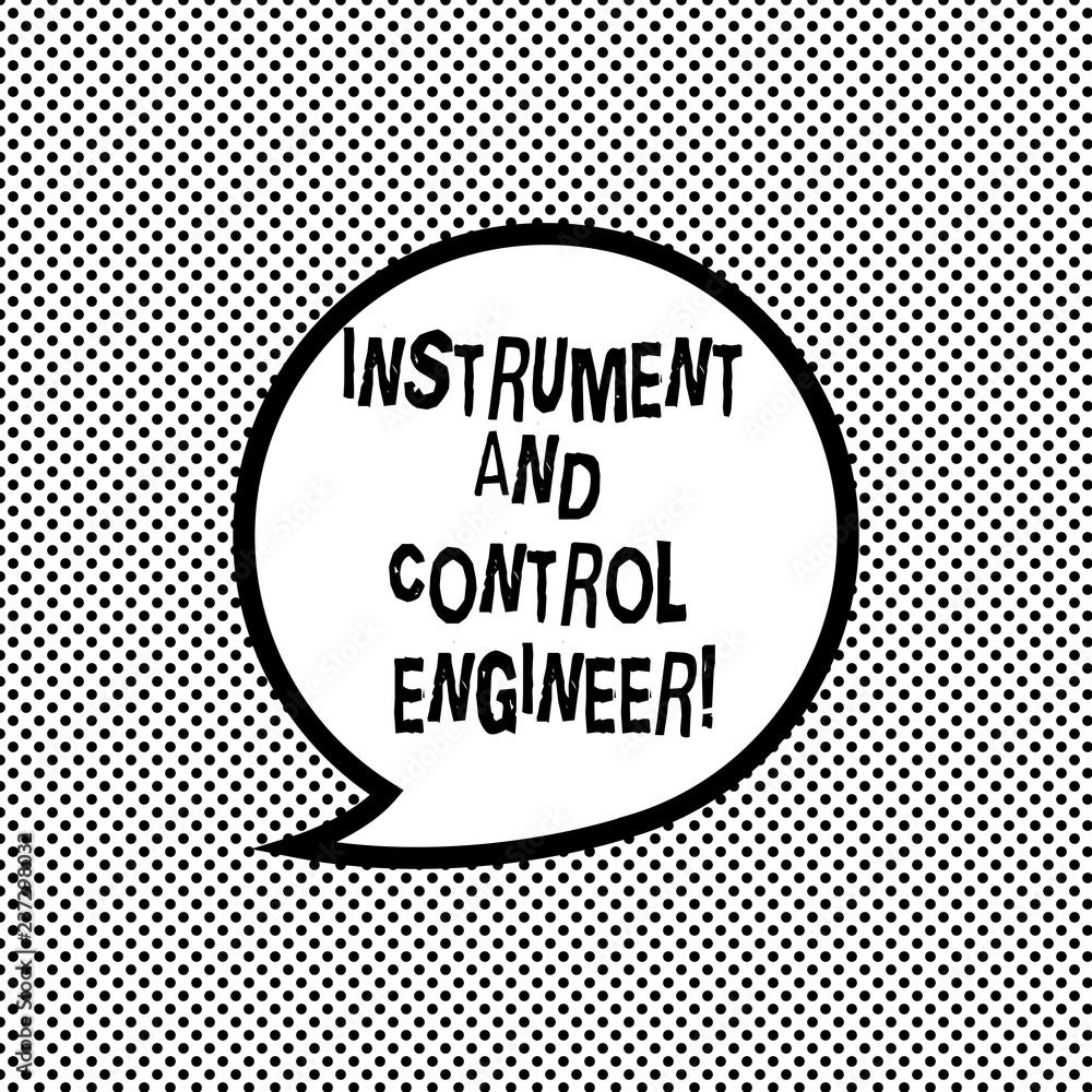 Poster handwriting text writing instrument and control engineer. concept meaning automation engineering ind