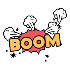 boom comic words in speech bubble isolated icon
