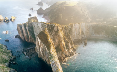 Aerial view of a rocky cliffs