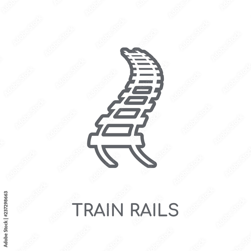 Poster train rails linear icon. modern outline train rails logo concept on white background from desert col