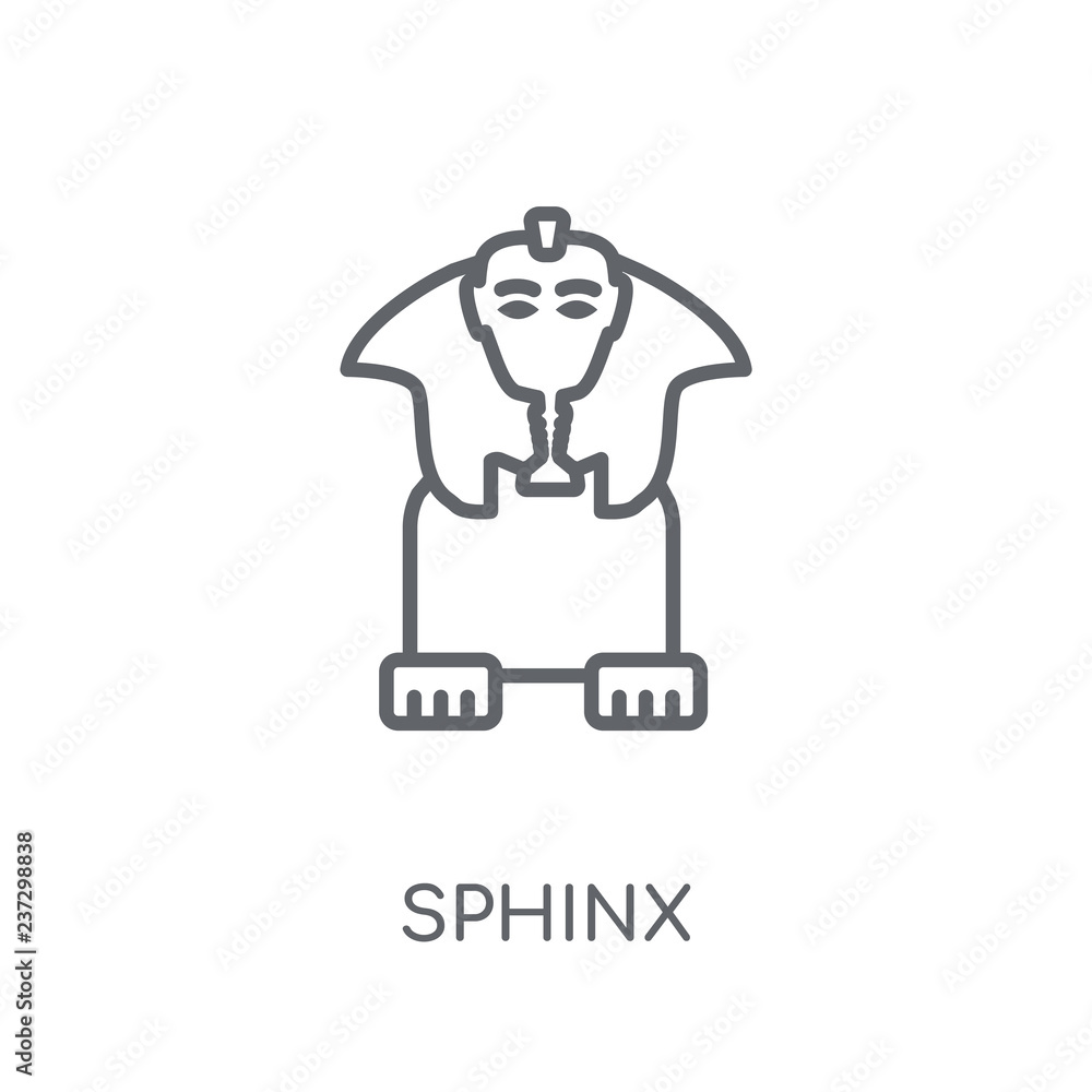 Poster sphinx linear icon. modern outline sphinx logo concept on white background from desert collection