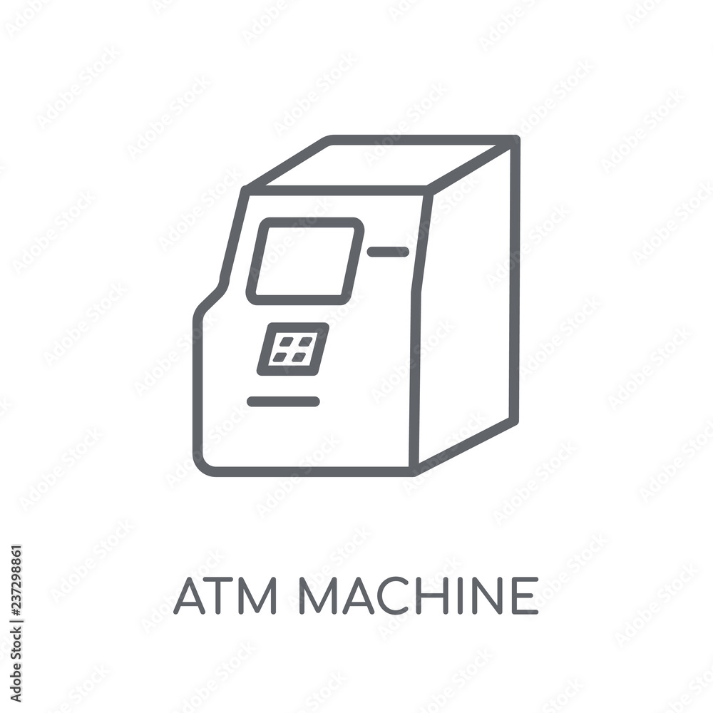 Poster atm machine linear icon. modern outline atm machine logo concept on white background from e-commerce