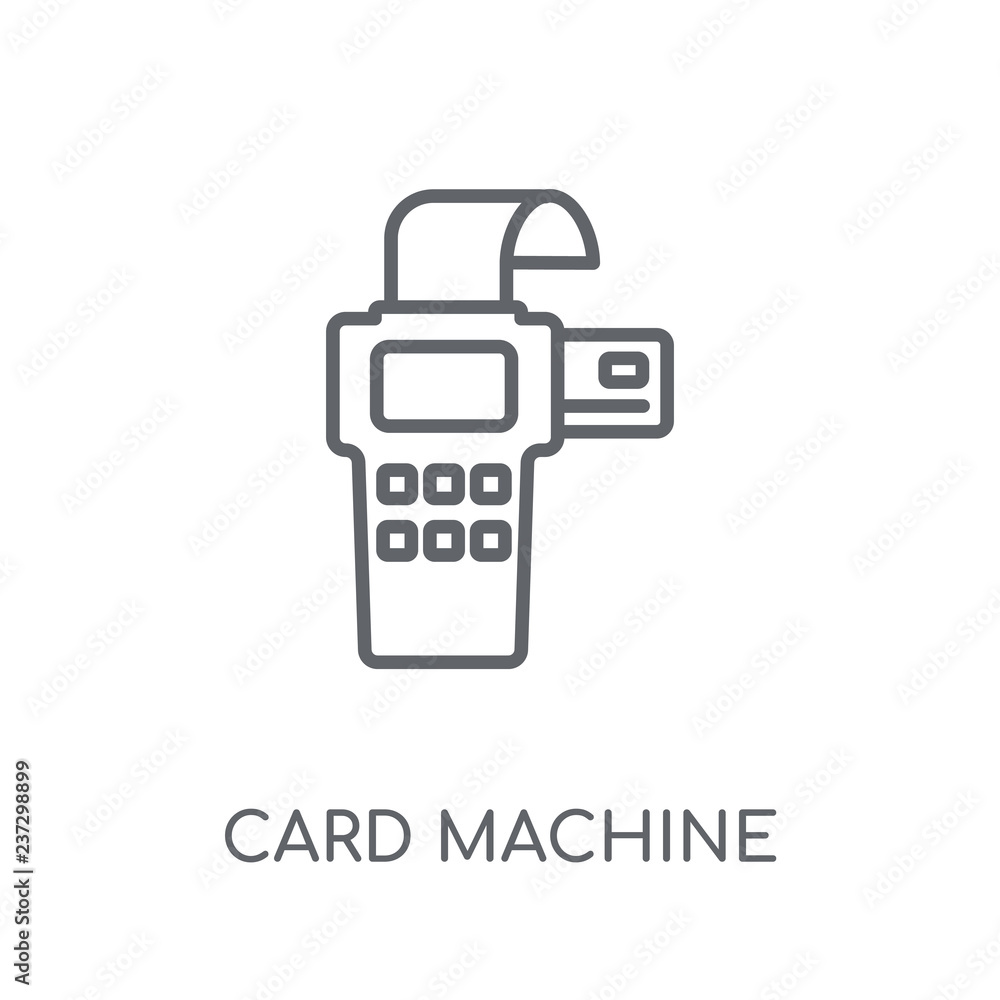 Poster card machine linear icon. modern outline card machine logo concept on white background from e-commer