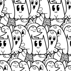 Funny doodle monsters seamless pattern for prints, designs and coloring books