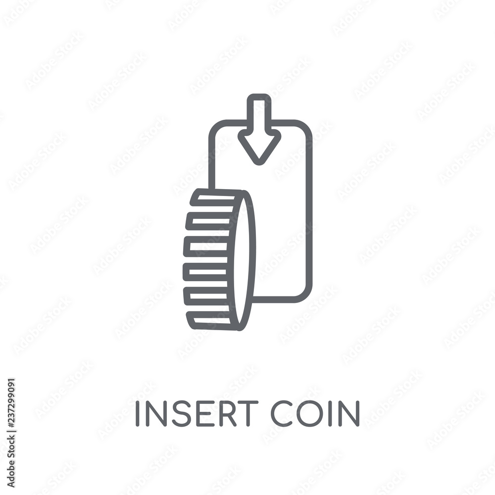 Poster insert coin linear icon. modern outline insert coin logo concept on white background from e-commerce