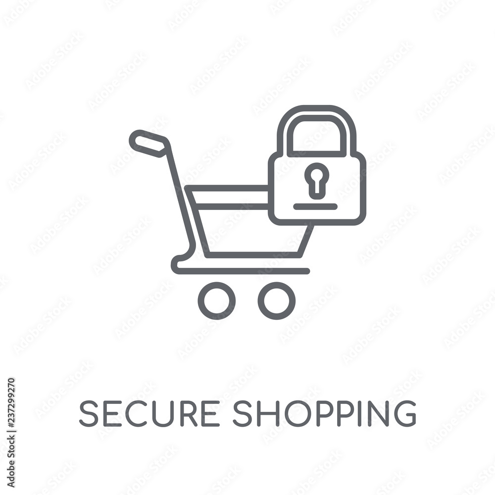 Poster secure shopping linear icon. modern outline secure shopping logo concept on white background from e-