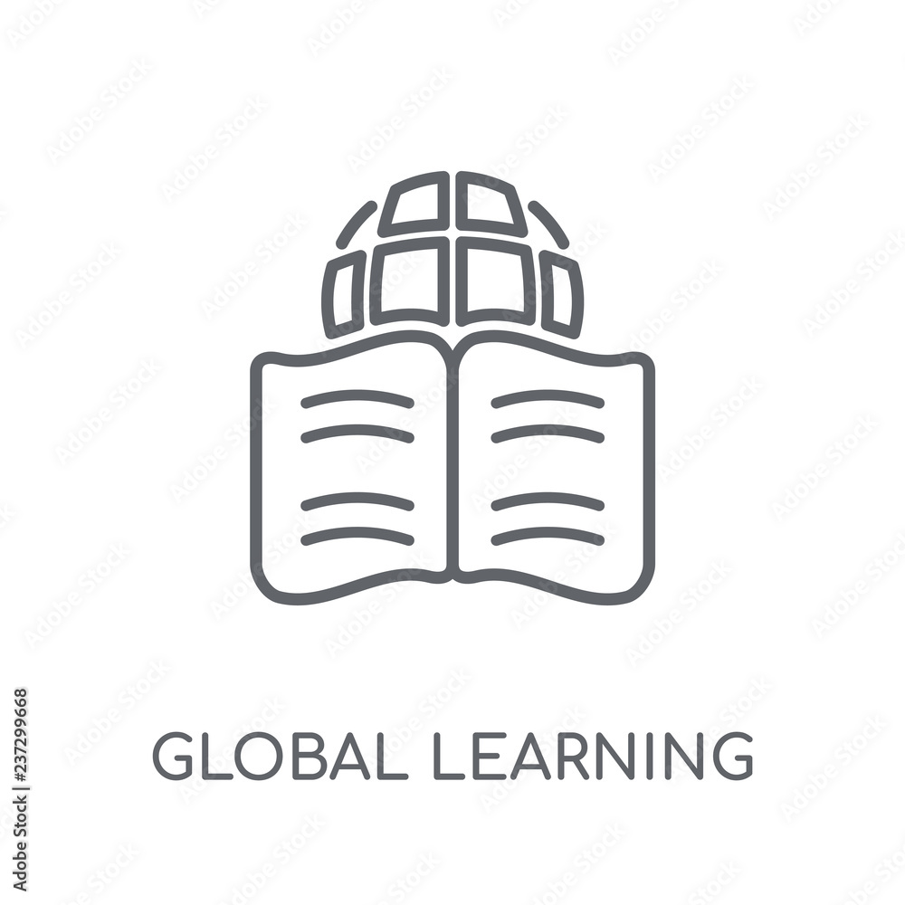 Poster global learning linear icon. modern outline global learning logo concept on white background from e-