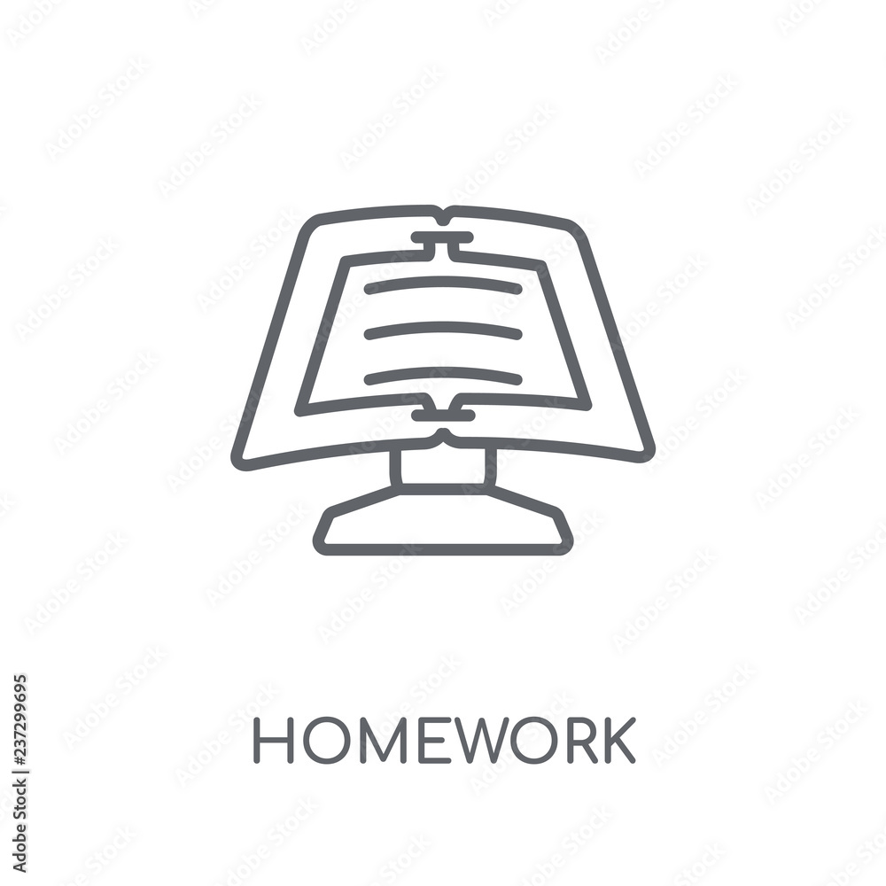 Poster homework linear icon. modern outline homework logo concept on white background from e-learning and e