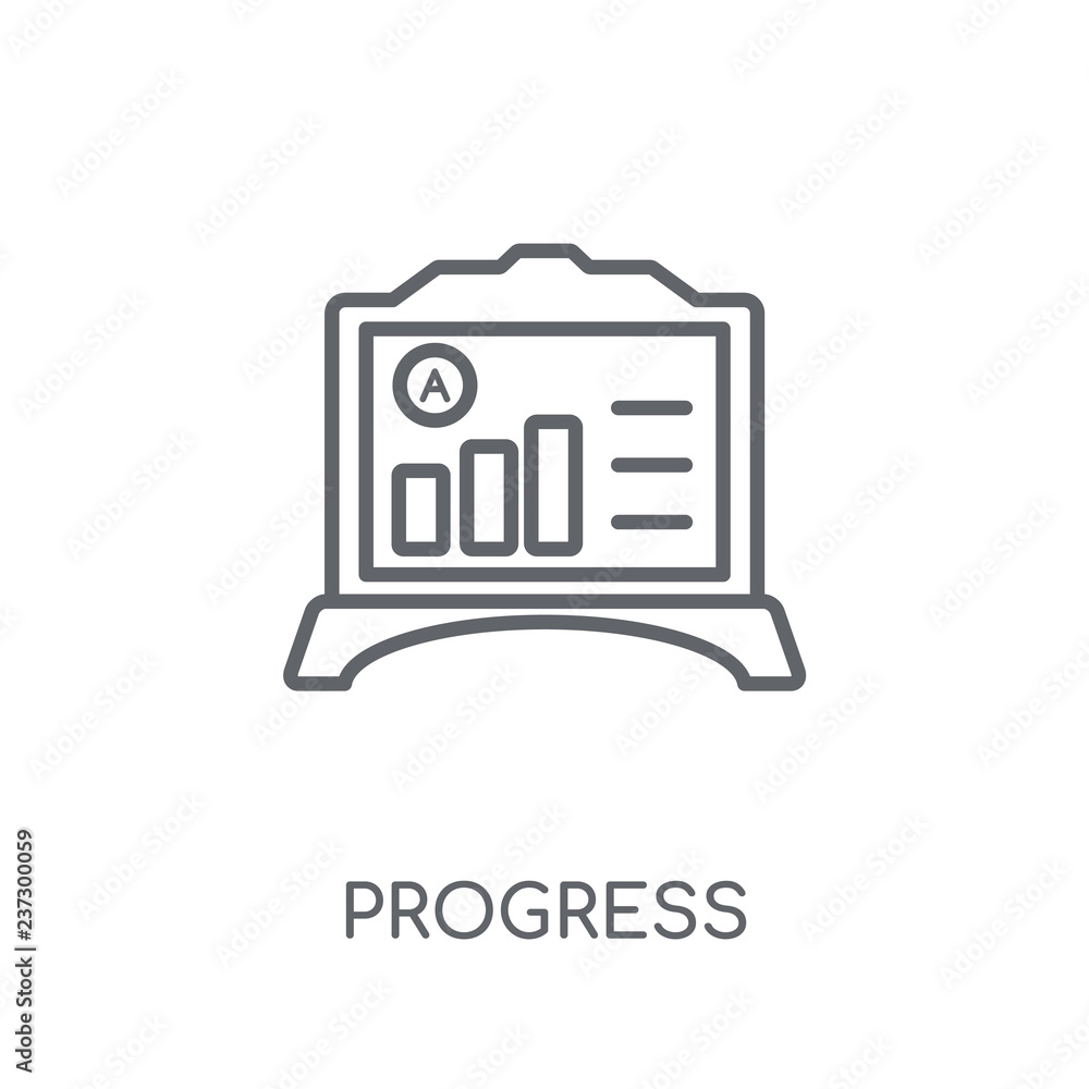 Poster progress linear icon. modern outline progress logo concept on white background from e-learning and e