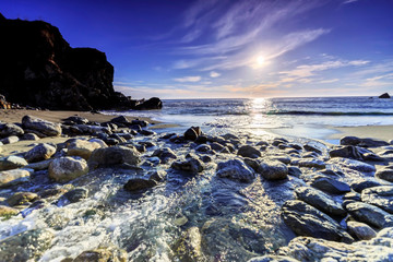 River Running into Ocean, Big Sur, CA