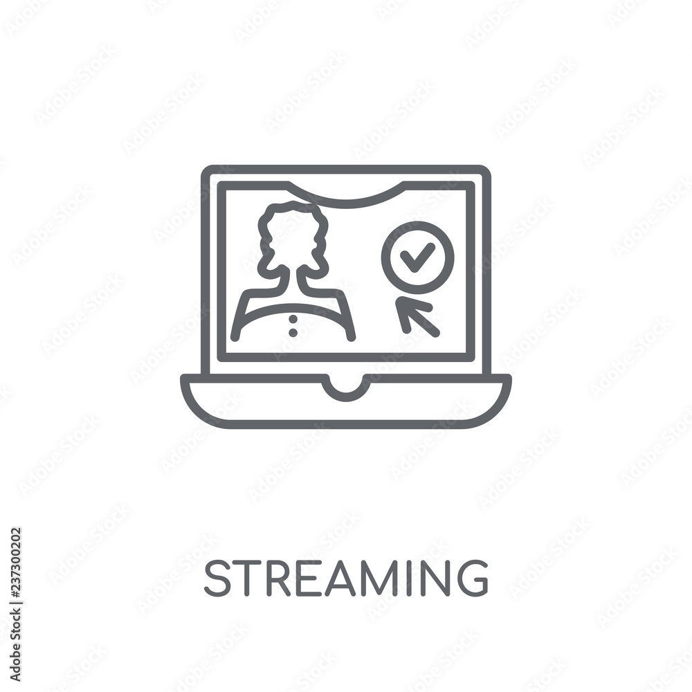 Poster streaming linear icon. modern outline streaming logo concept on white background from e-learning and