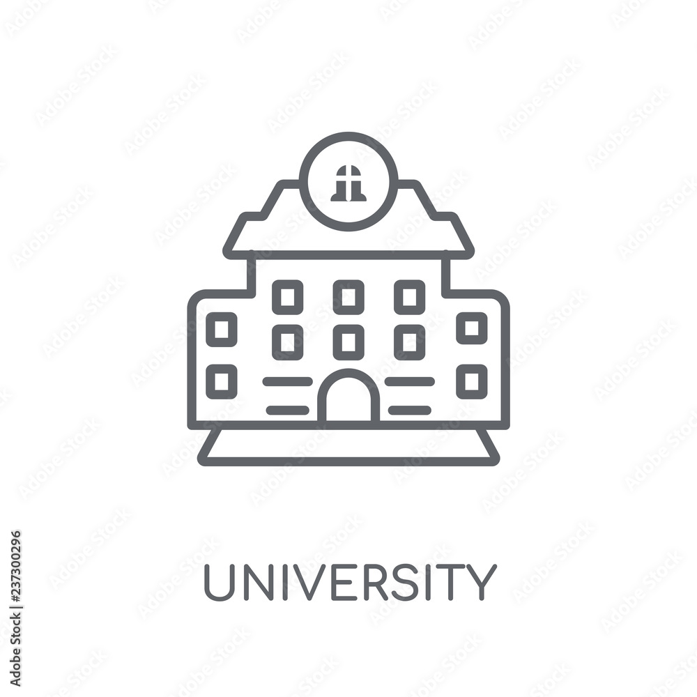 Poster university linear icon. modern outline university logo concept on white background from e-learning a