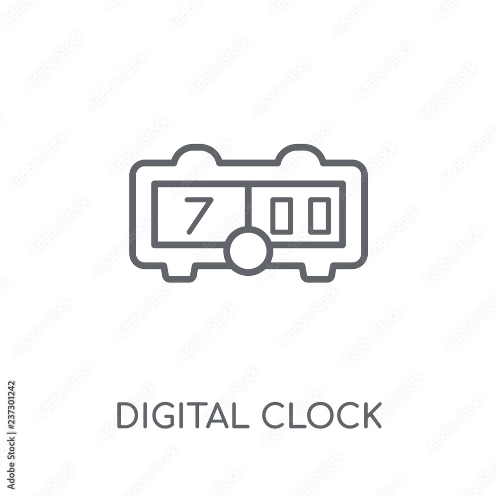 Poster digital clock linear icon. modern outline digital clock logo concept on white background from electr