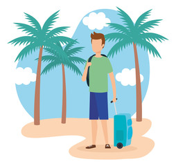 Travel boy on beach design