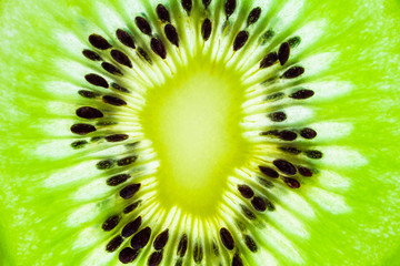 Fresh kiwi fruit slices closeup macro texture background