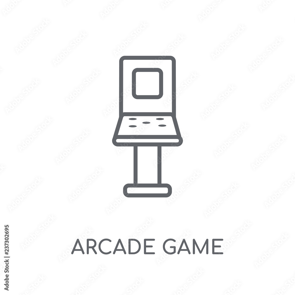 Poster arcade game linear icon. modern outline arcade game logo concept on white background from entertainm