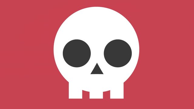 Flat 2d skull icon animation red