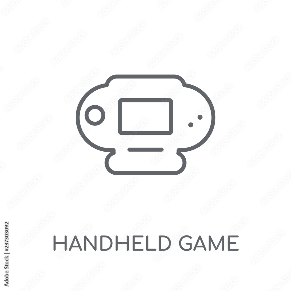 Poster handheld game linear icon. modern outline handheld game logo concept on white background from entert