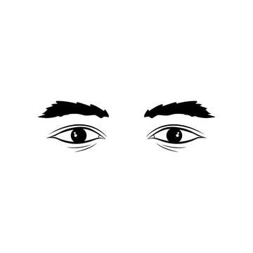 Realistic man eyes black and white vector illustration on white background