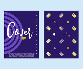 Abstract colorful collage poster design template. Cool geometric and retro cover design