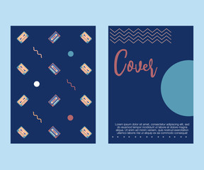 Abstract colorful collage poster design template. Cool geometric and retro cover design