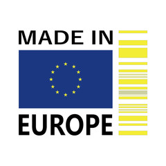 made in Europe icon with bar code