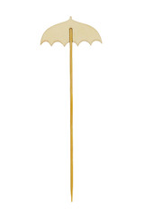 Umbrella toothpick isolated on white .