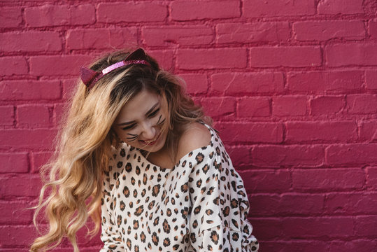 A teenage girl dressed up for halloween
