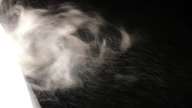 Dust Particles Flowing in Bright Light Black Background